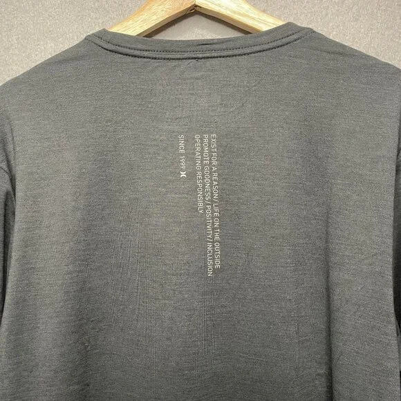 Hurley X Mens Long Sleeve Shirt Size Large Gray Logo Front Active Pullover - Picture 6 of 7